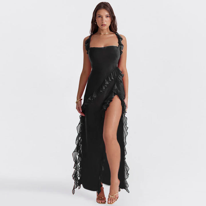 Aureen Ruffle Slit Maxi Dress