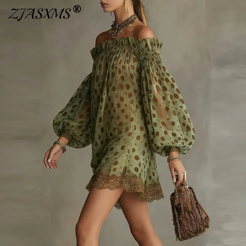 Ayla Off-Shoulder Printed Tunic Blouse