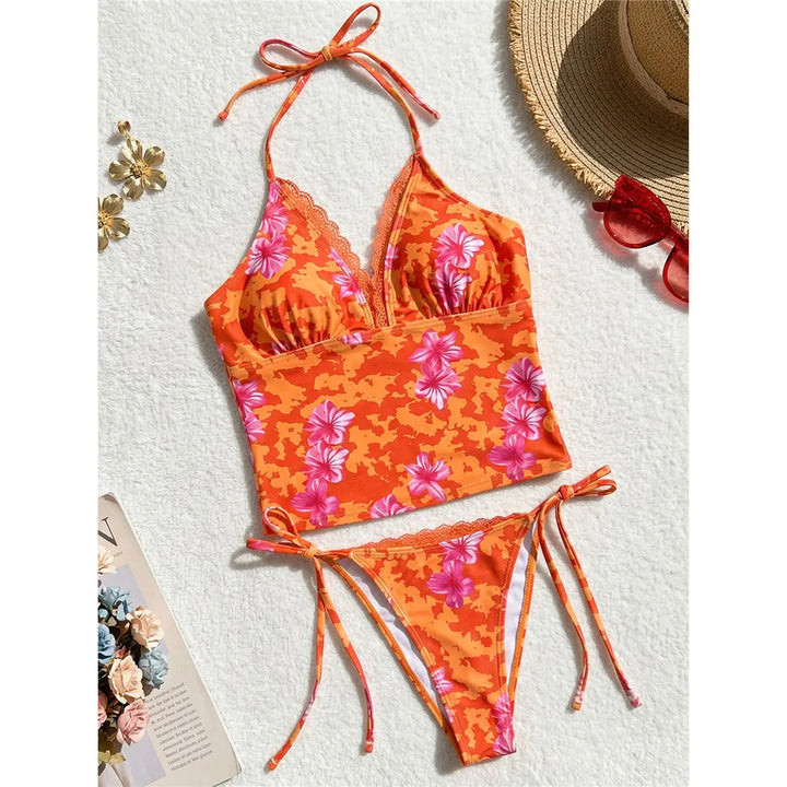 Florence Sunset Bloom Cut-Out Tankini Set