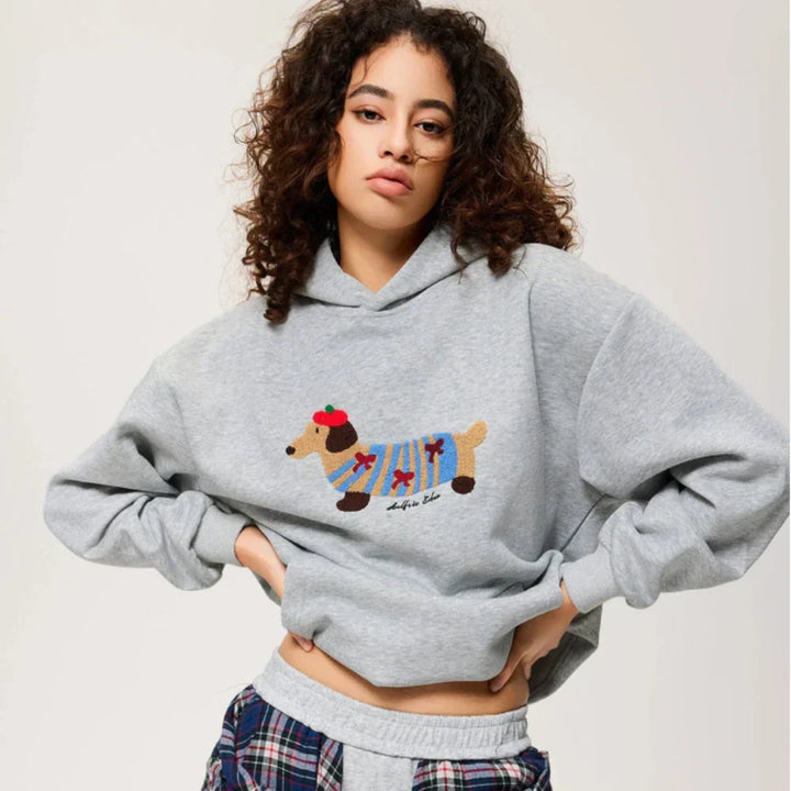 Florence Embroidered Dachshund Oversized Hoodie