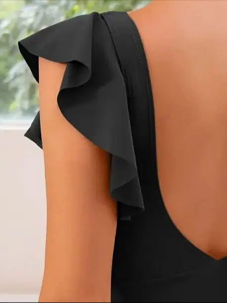 Maxine Ruffle Wrap Cut-Out One-Piece Swimsuit