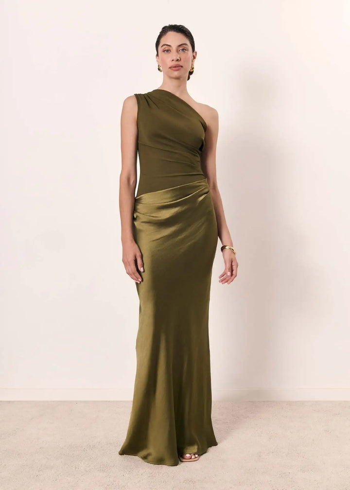 Edith One Shoulder Draped Maxi Set