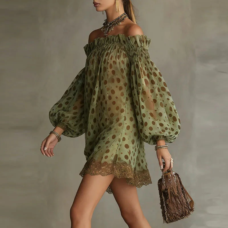 Ayla Off-Shoulder Printed Tunic Blouse