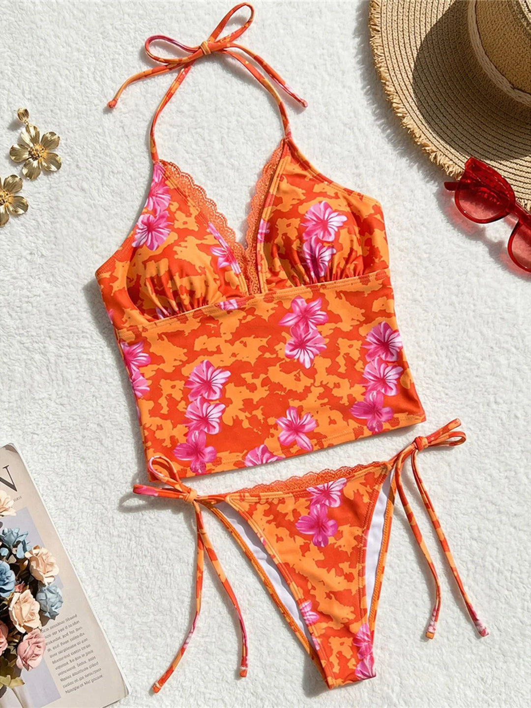 Florence Sunset Bloom Cut-Out Tankini Set