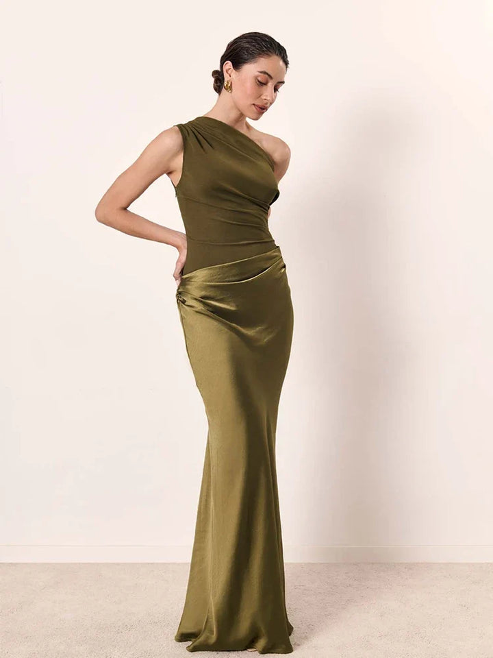 Edith One Shoulder Draped Maxi Set