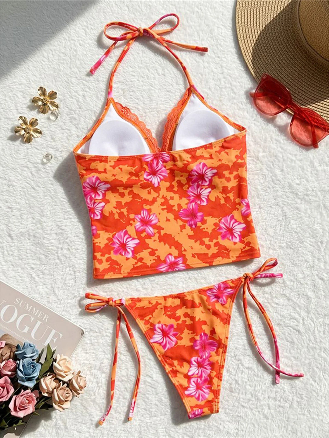 Florence Sunset Bloom Cut-Out Tankini Set