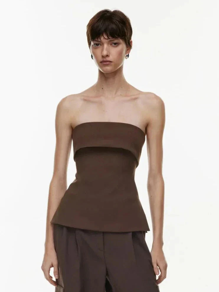 Aubree Strapless Foldover Peplum Top