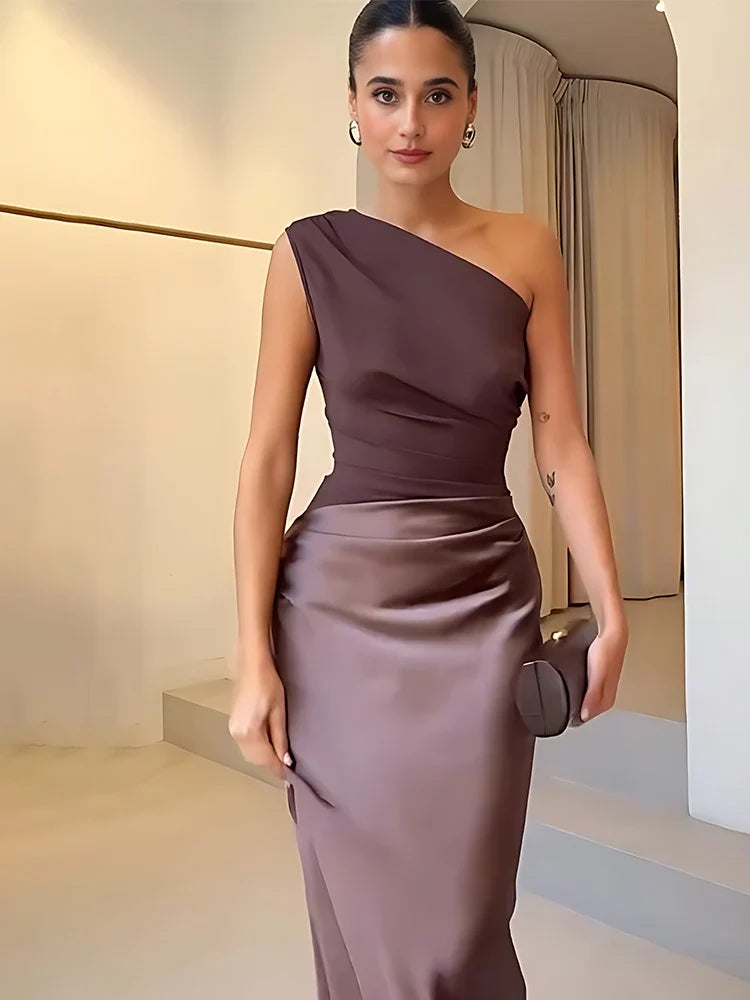 Edith One Shoulder Draped Maxi Set