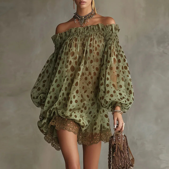 Ayla Off-Shoulder Printed Tunic Blouse