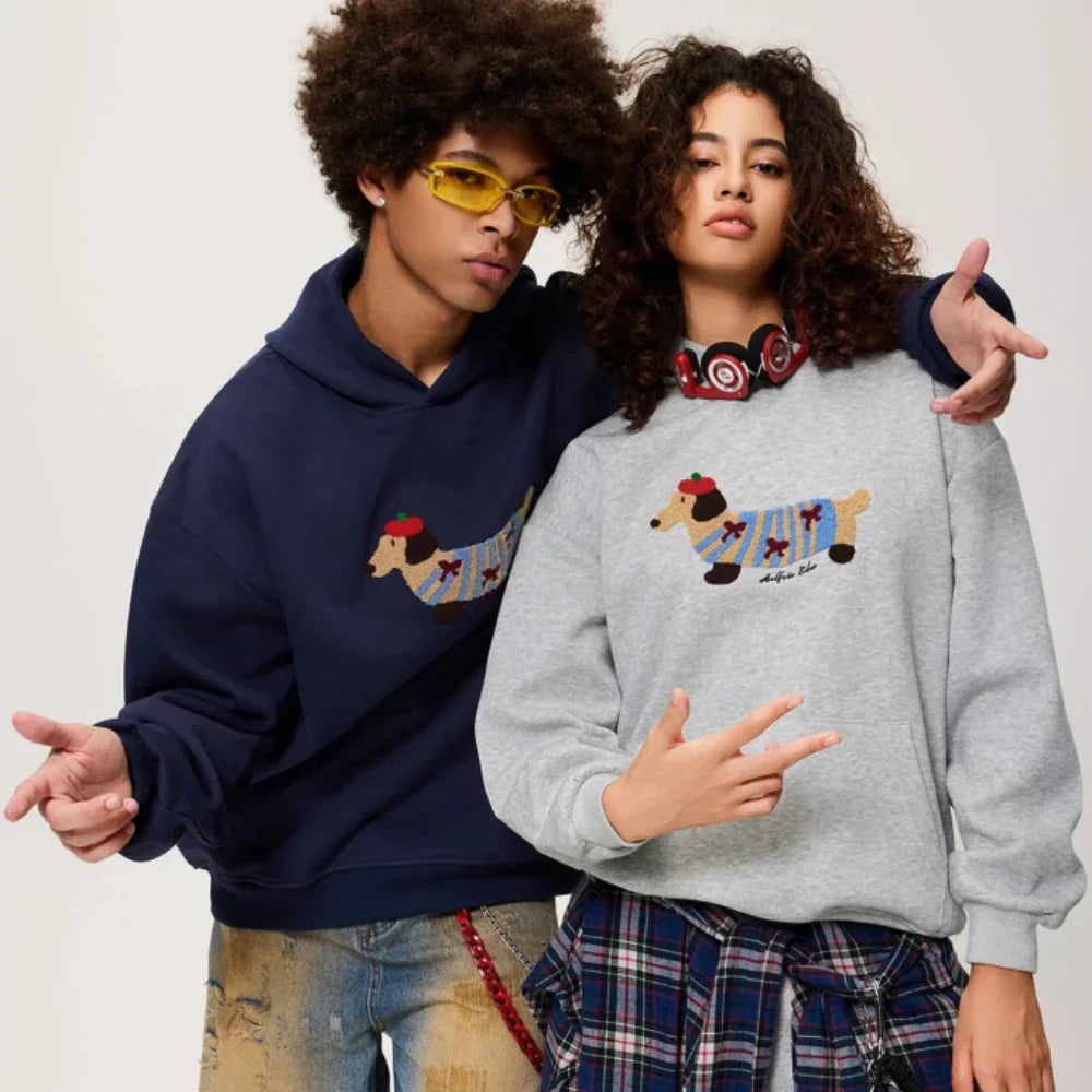 Florence Embroidered Dachshund Oversized Hoodie