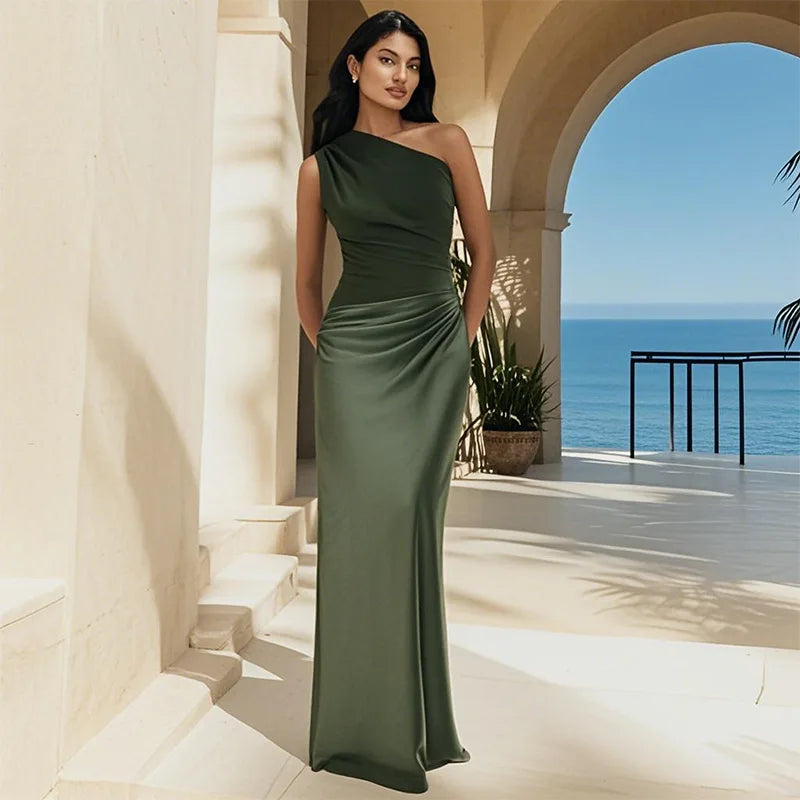 Edith One Shoulder Draped Maxi Set