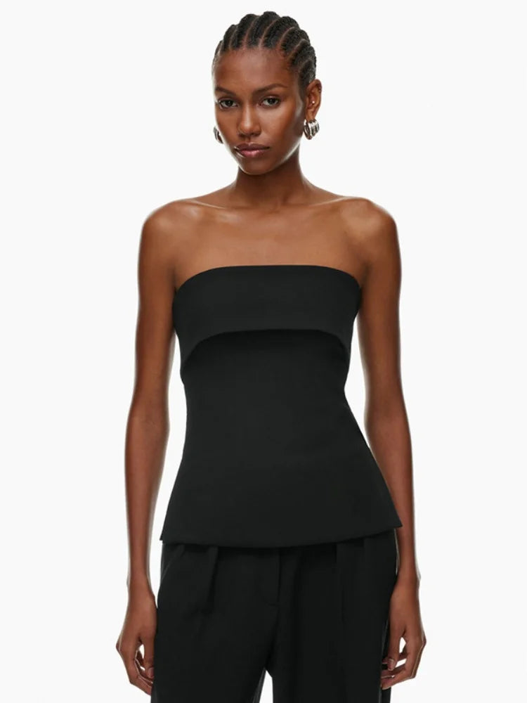 Aubree Strapless Foldover Peplum Top