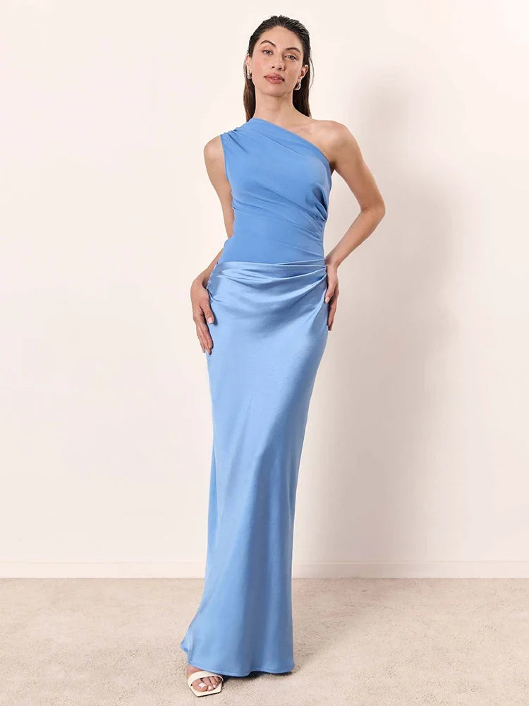 Edith One Shoulder Draped Maxi Set