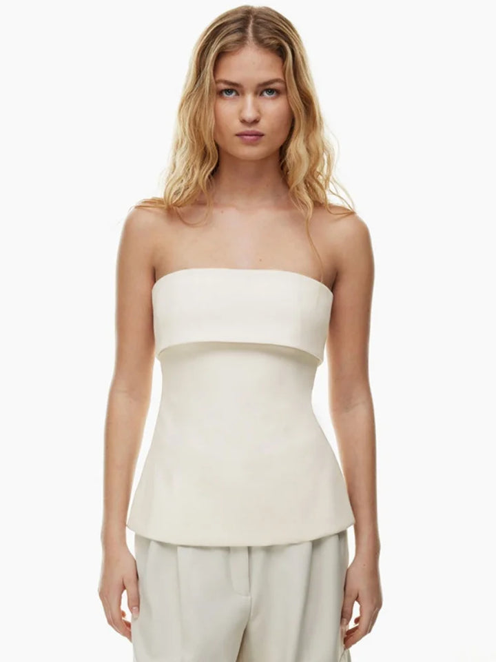 Aubree Strapless Foldover Peplum Top