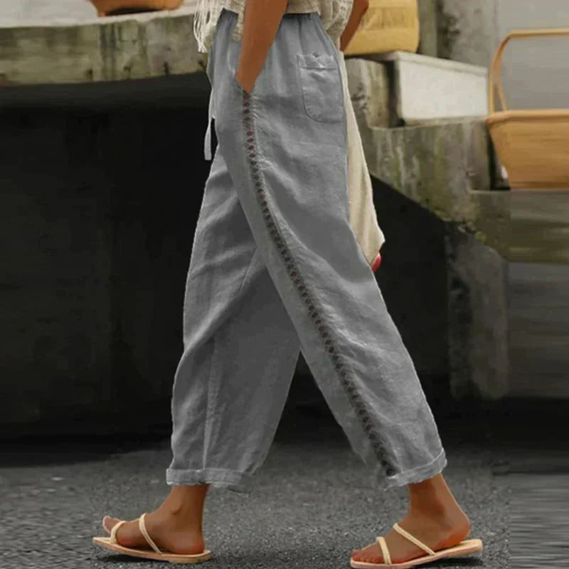 Abby Side Detail Linen Pants