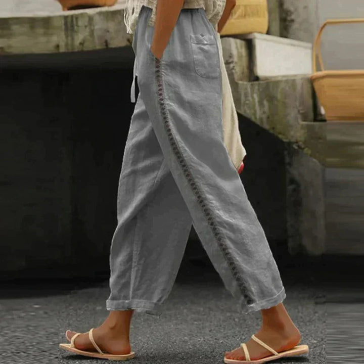 Abby Side Detail Linen Pants