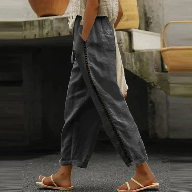 Abby Side Detail Linen Pants