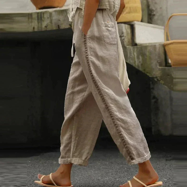 Abby Side Detail Linen Pants