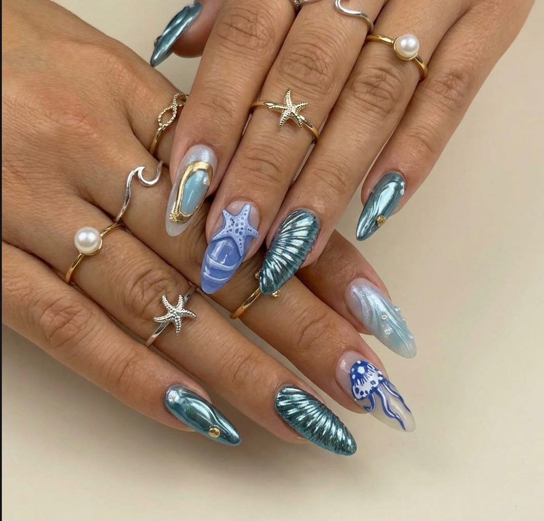 Ocean Treasures 3D Press-On Nails
