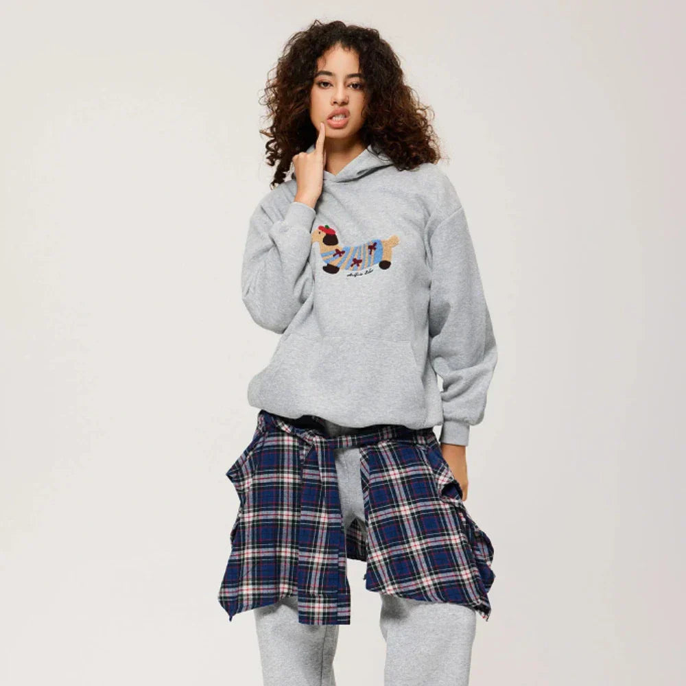 Florence Embroidered Dachshund Oversized Hoodie
