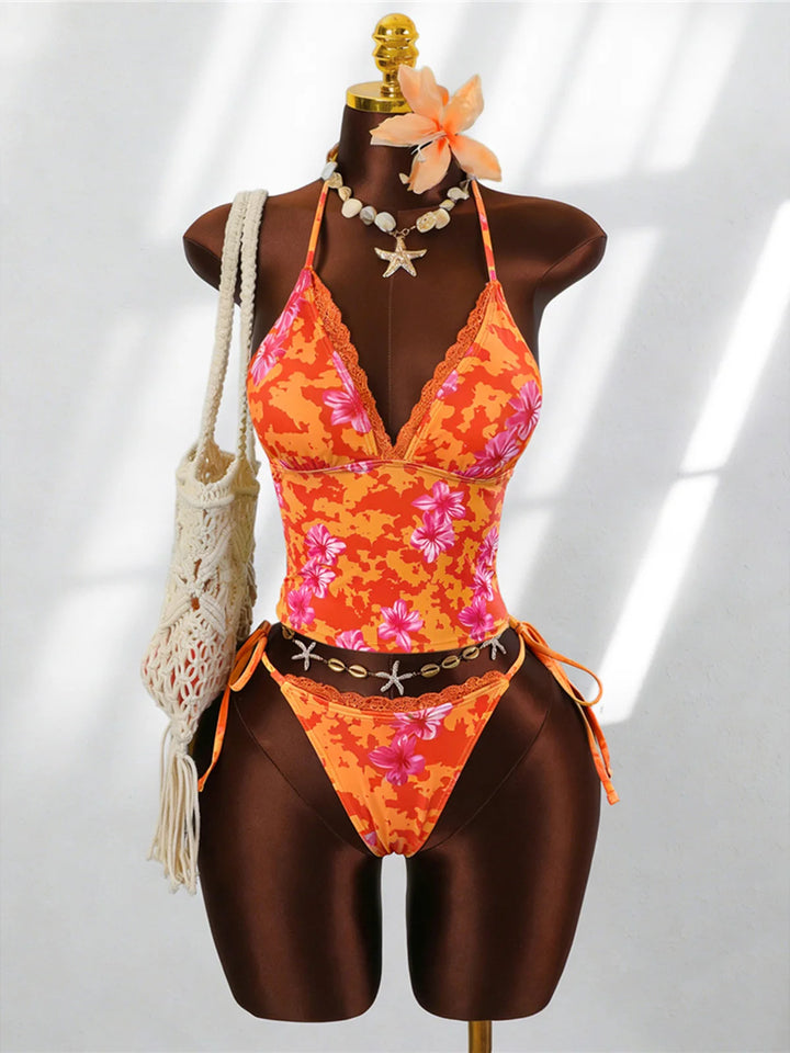 Florence Sunset Bloom Cut-Out Tankini Set