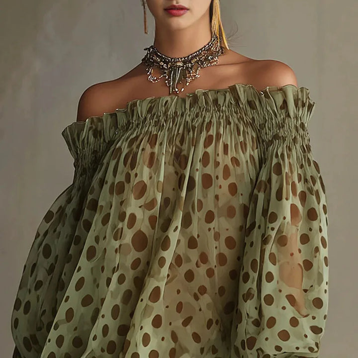 Ayla Off-Shoulder Printed Tunic Blouse