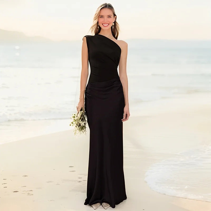 Edith One Shoulder Draped Maxi Set