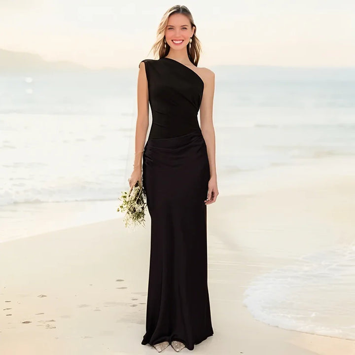 Edith One Shoulder Draped Maxi Set