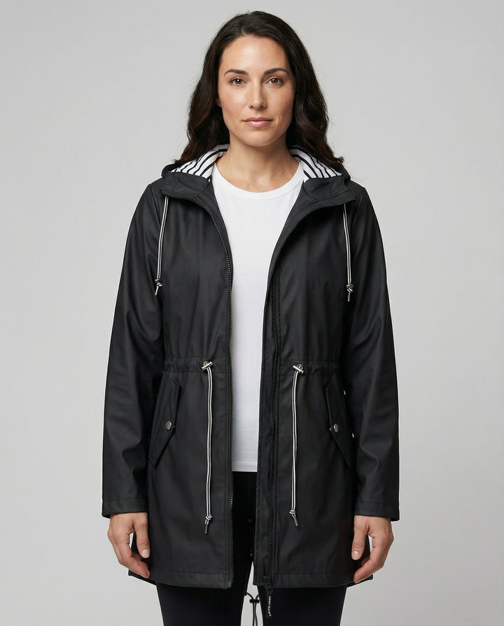 Jacquetta Hooded Longline Rain Jacket