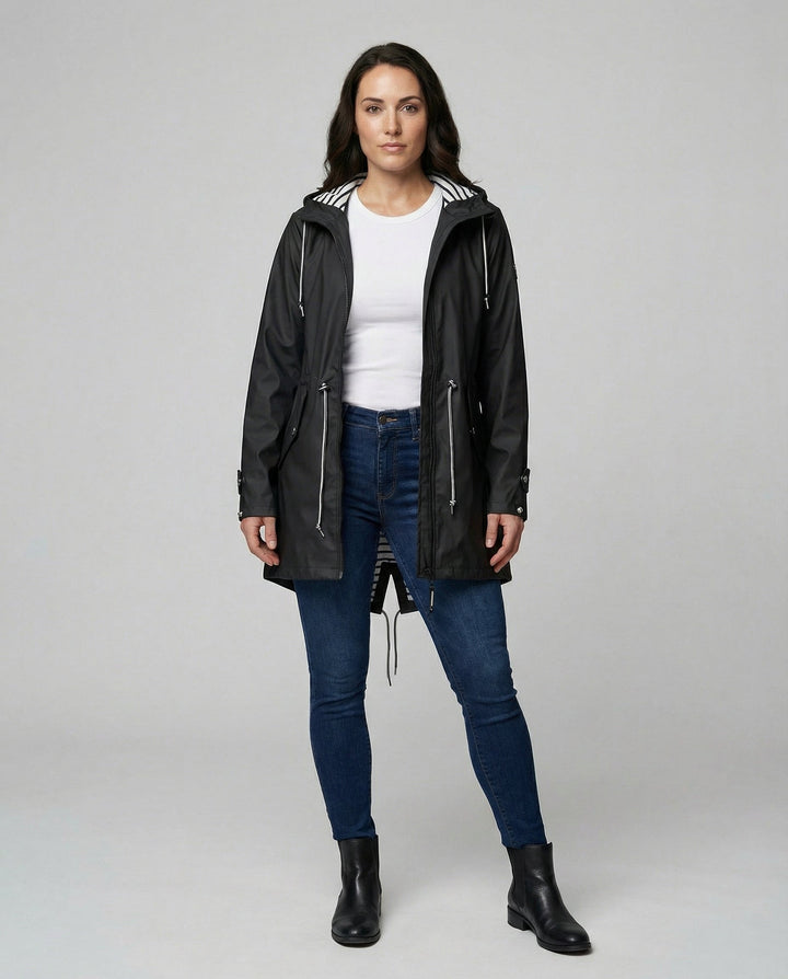 Jacquetta Hooded Longline Rain Jacket