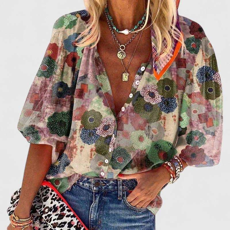 Deanna Botanical Print Blouse