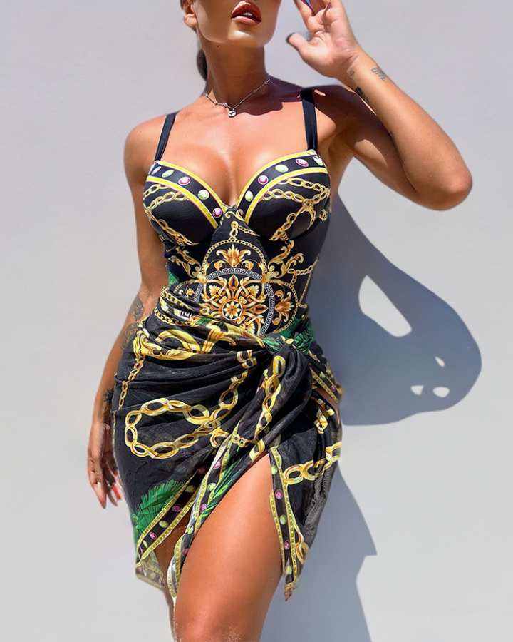 Juliette Regal Chain One-Piece & Sarong Set