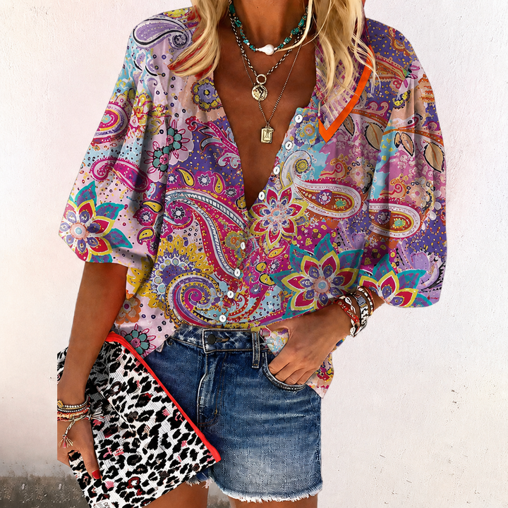 Kietra Bohemian Floral Blouse