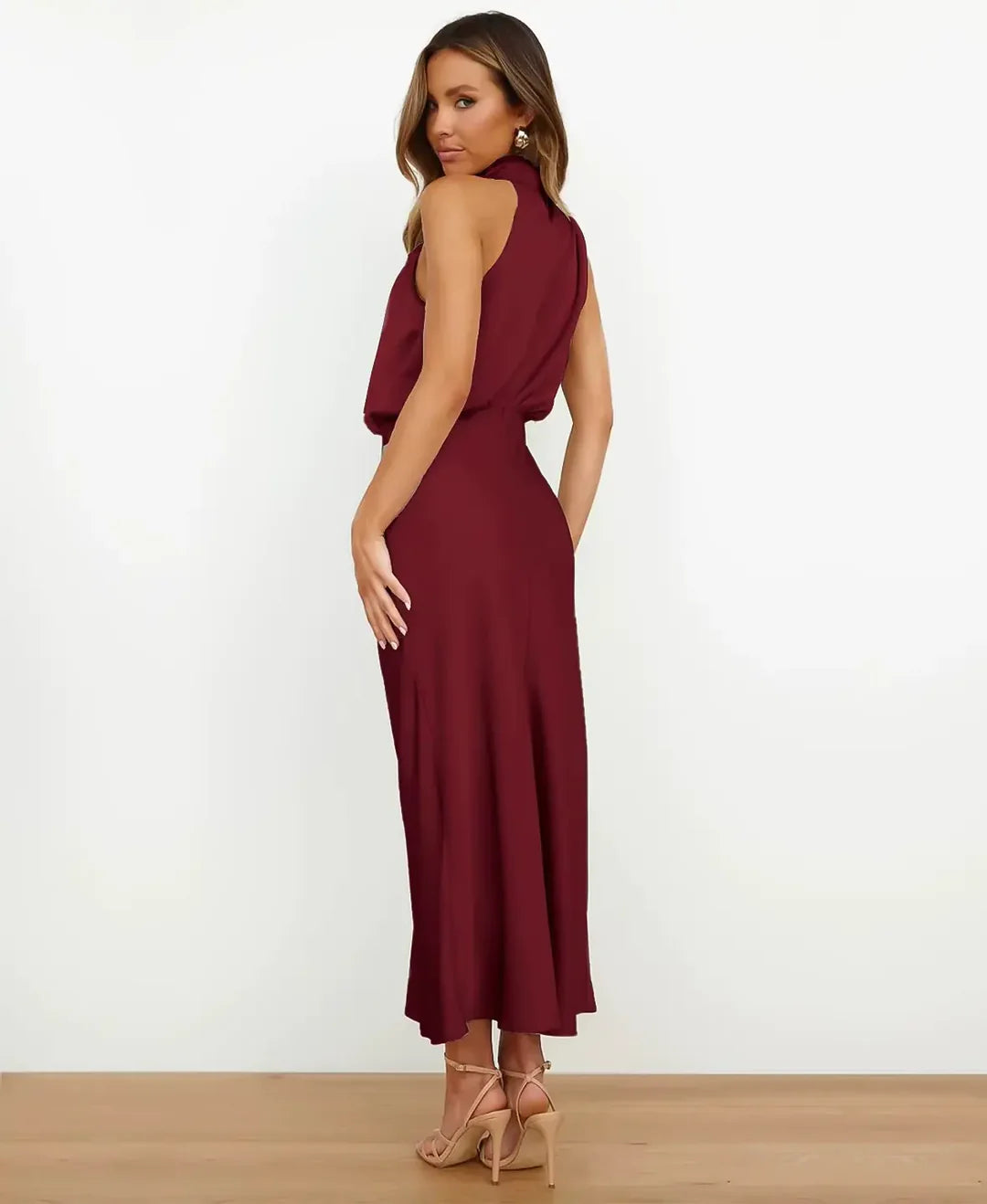 Sylvie Draped High Neck Maxi Dress