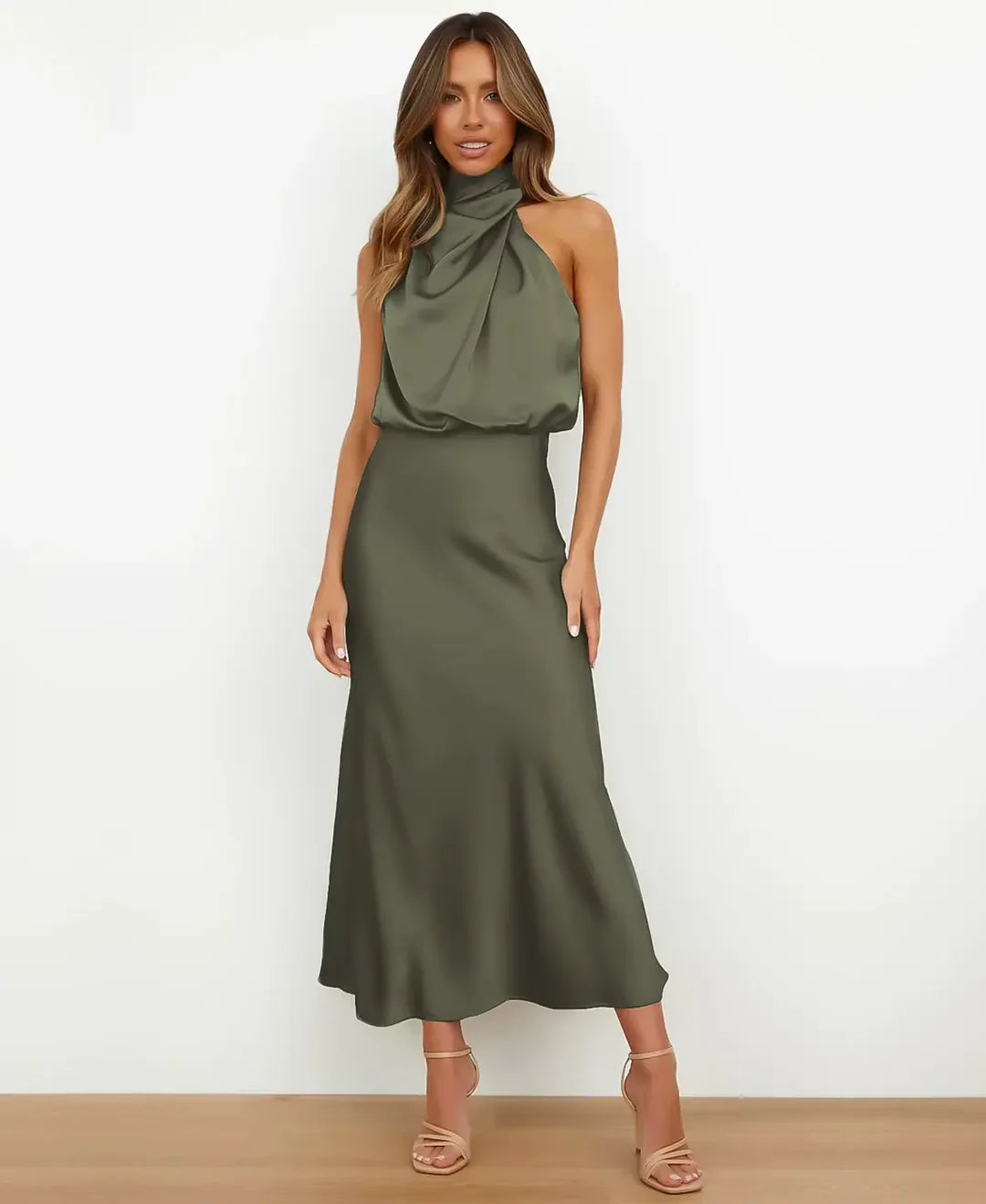 Sylvie Draped High Neck Maxi Dress
