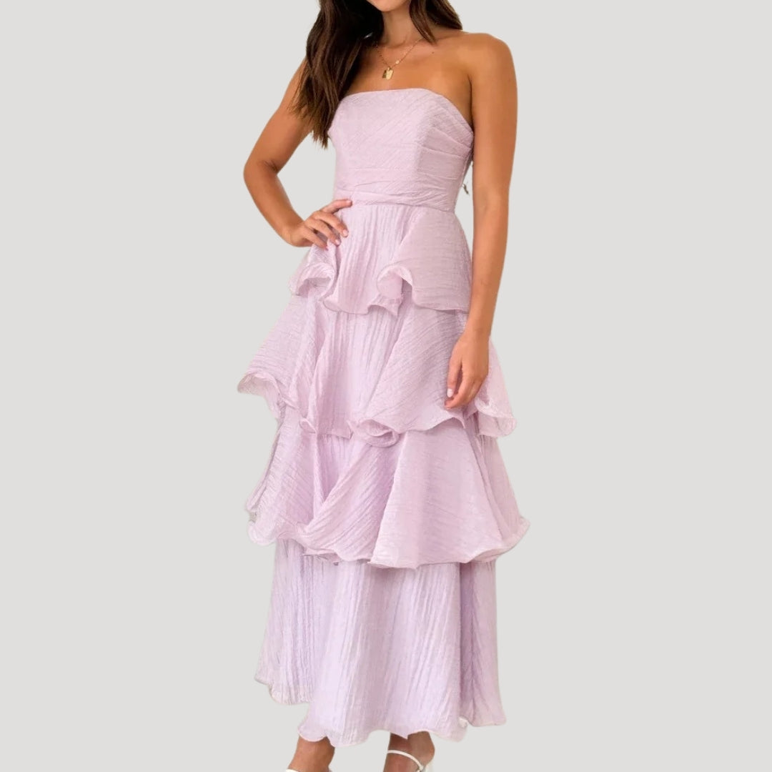 Nacy Tiered Bandeau Midi Dress