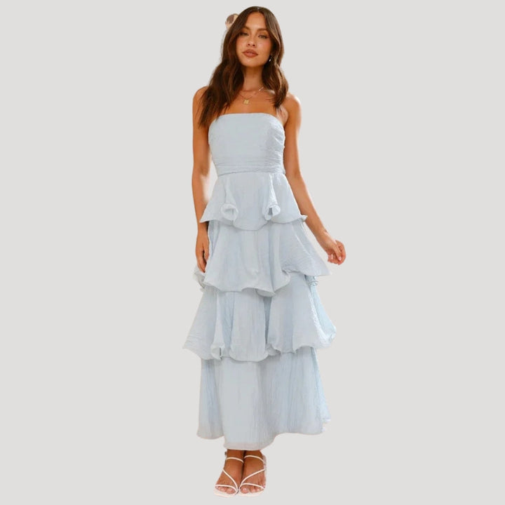Nacy Tiered Bandeau Midi Dress