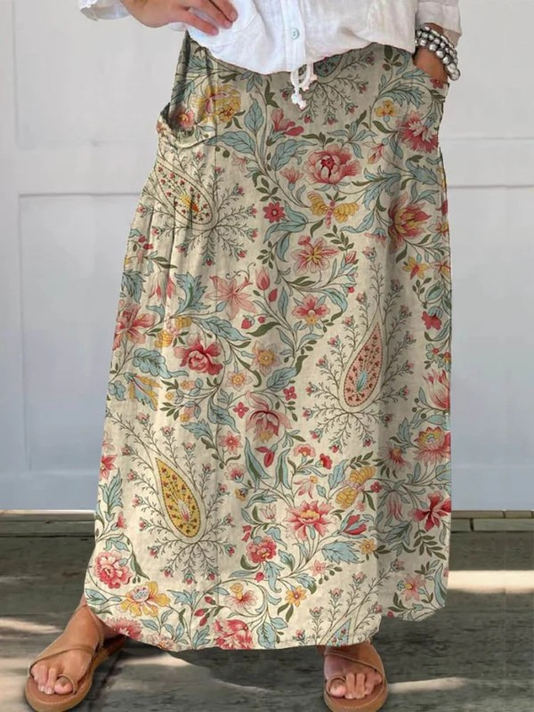 Nilva Paisley Garden Maxi Skirt