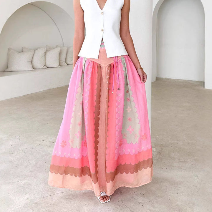 Adetta Embroidered Panel Maxi Skirt