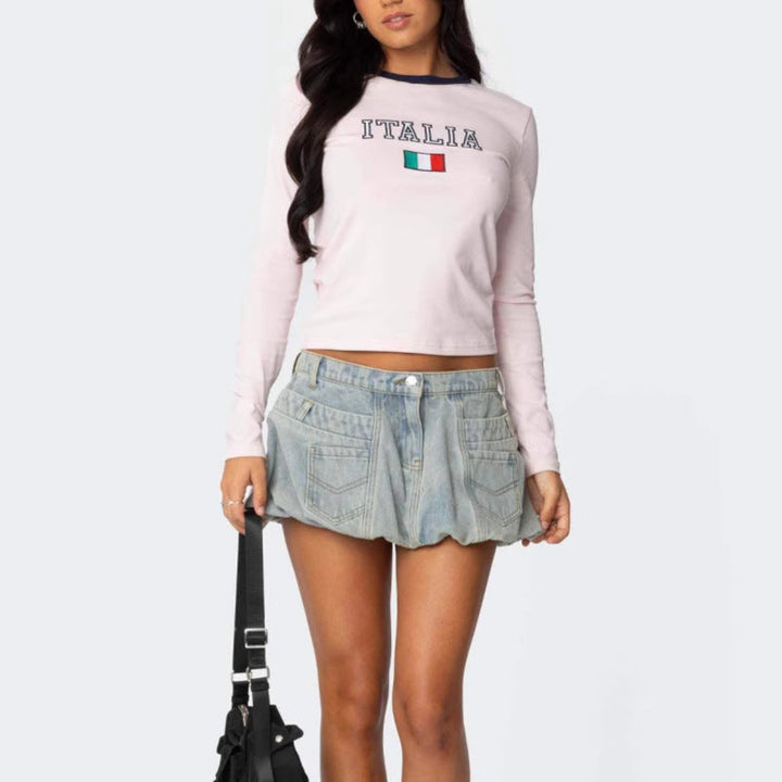 Adlynn Bubble Hem Mini Skirt