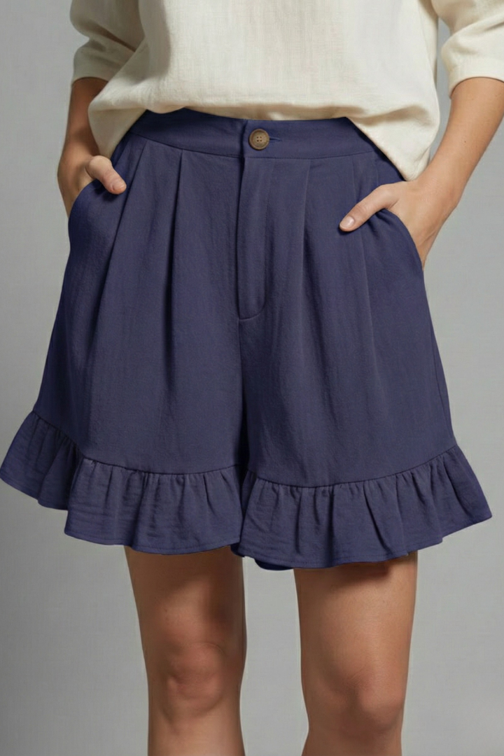 Jacklyn Ruffle Hem Tailored Shorts