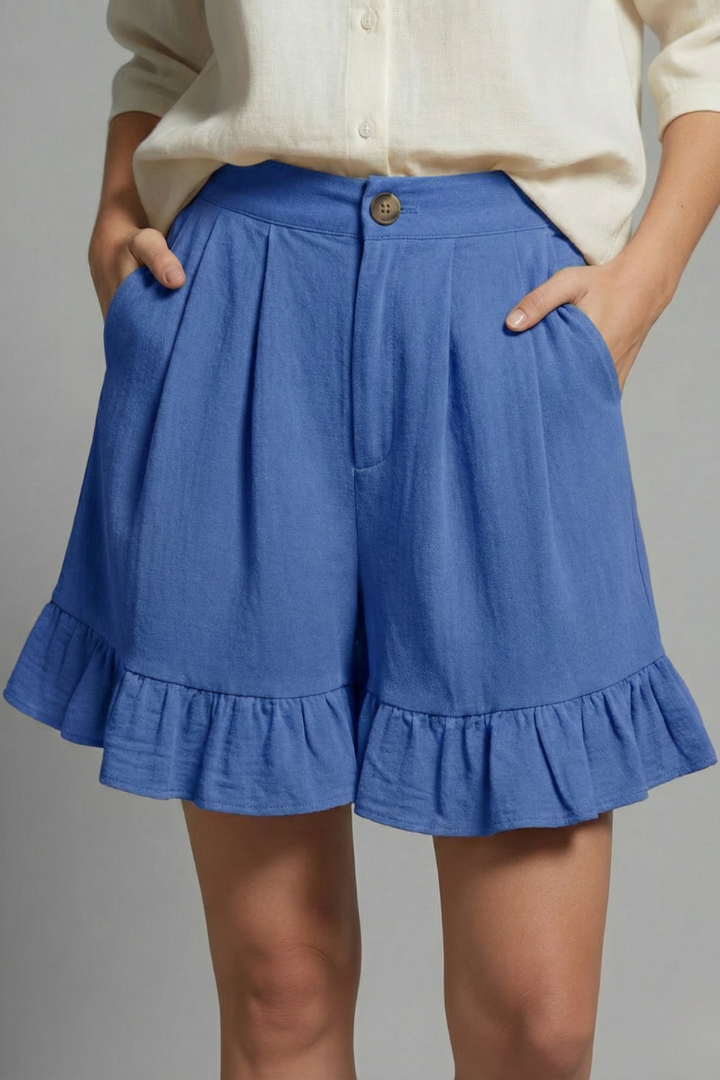 Jacklyn Ruffle Hem Tailored Shorts