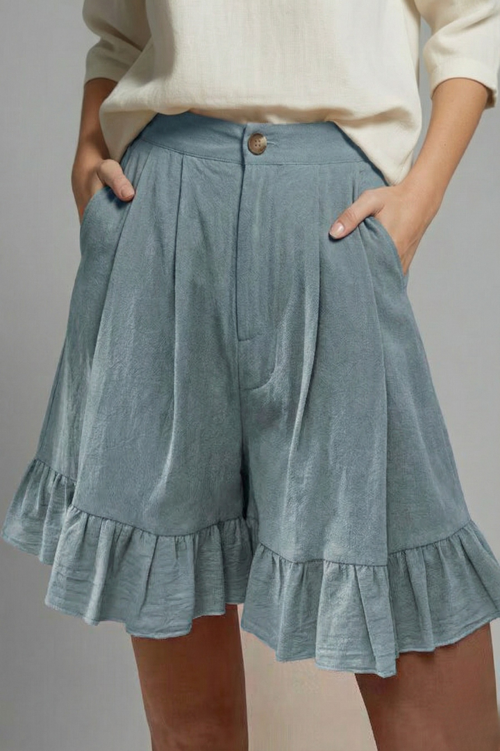 Jacklyn Ruffle Hem Tailored Shorts