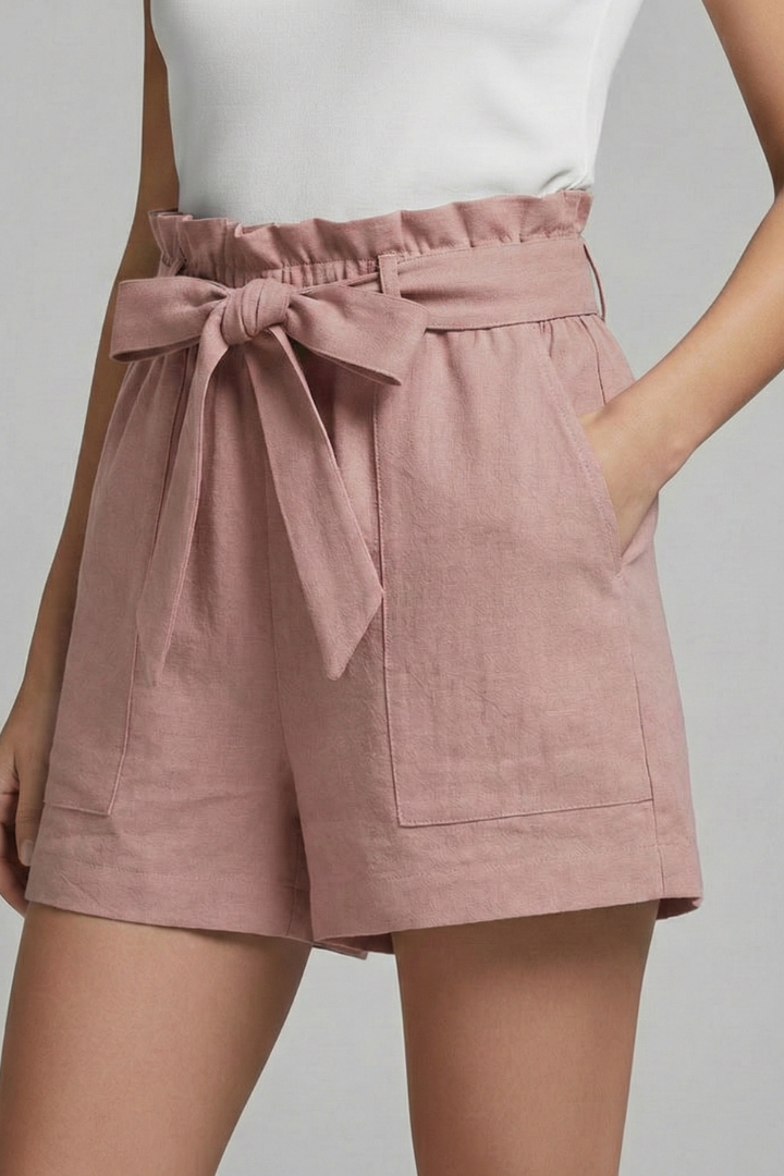 Dakota Linen Blend Paperbag Shorts