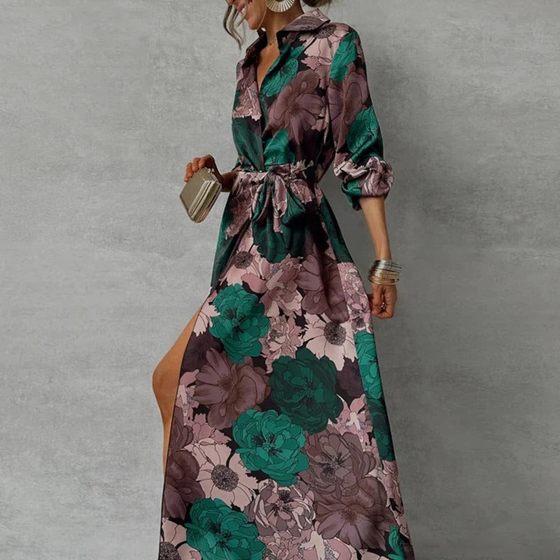 Vivian Printed Wrap Maxi Dress