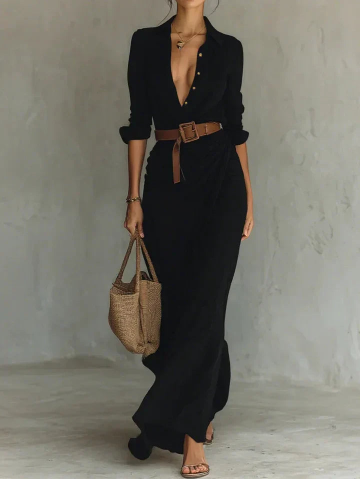 Eloise Belted Maxi Shirt Dress