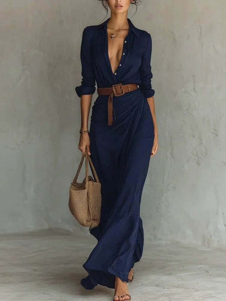 Eloise Belted Maxi Shirt Dress