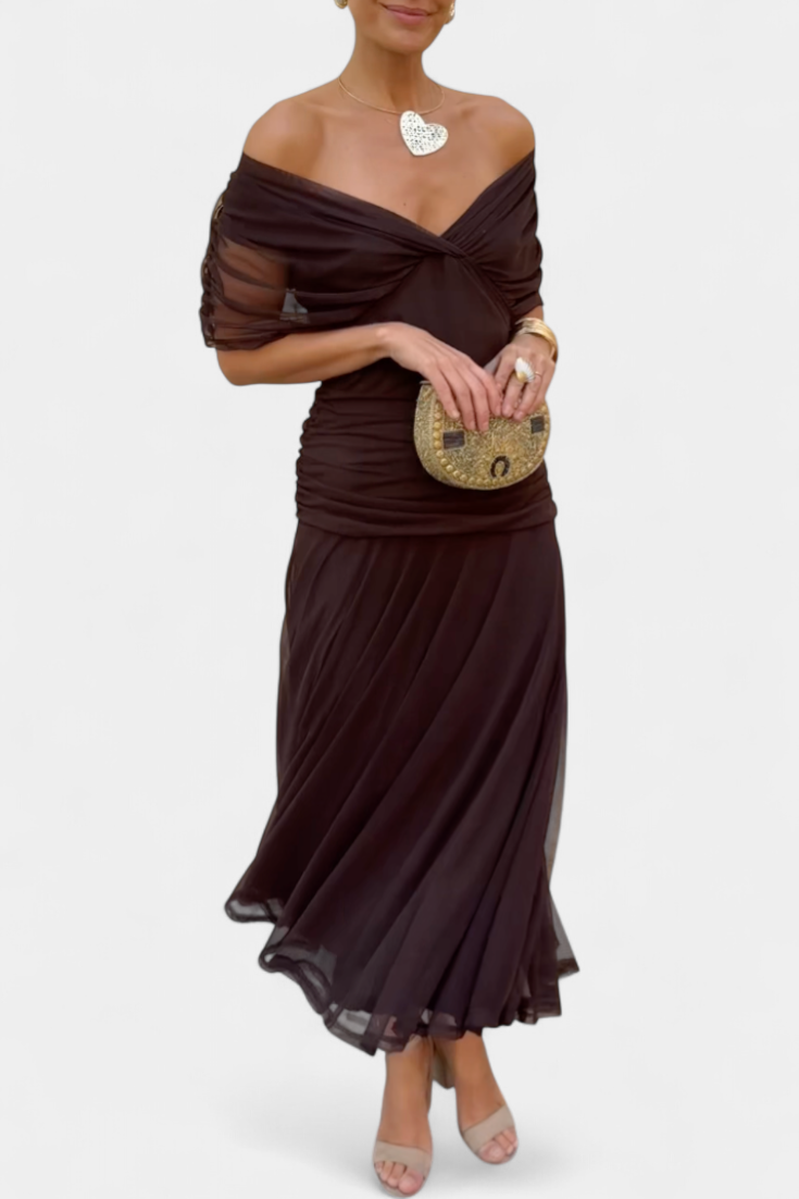 Aaliyah Draped Off-Shoulder Maxi Dress