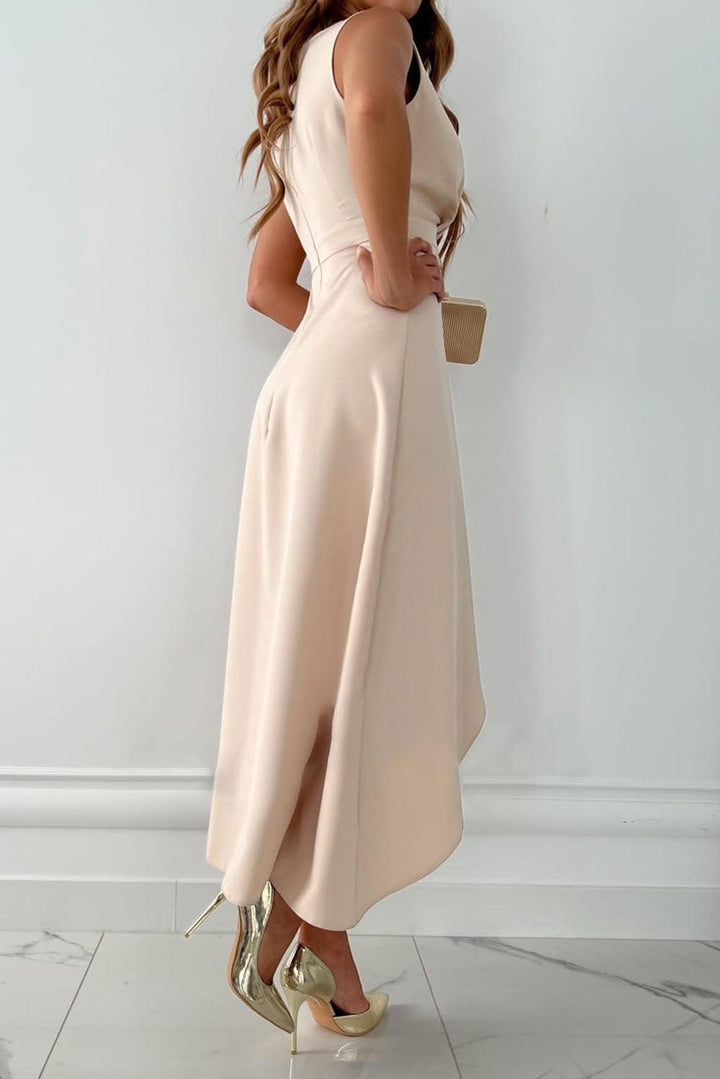 Samantha Asymmetrical Wrap Midi Dress