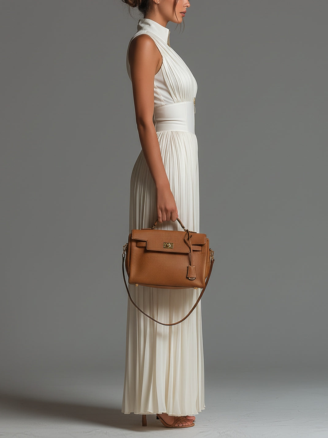 Gabrielle Pleated Halter Wide Leg Jumpsuit